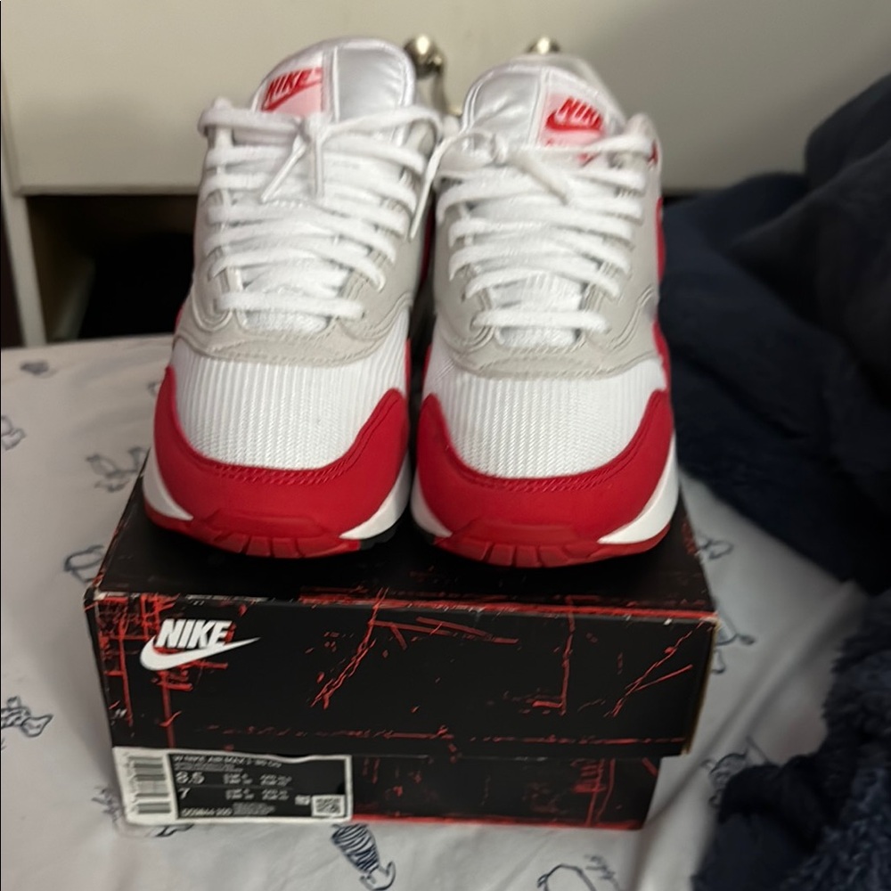Nike Red and White Sneakers Classic Design